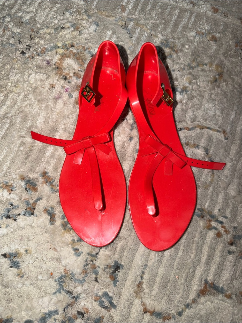 Melissa Red Bow T-Strap Women's Sandals